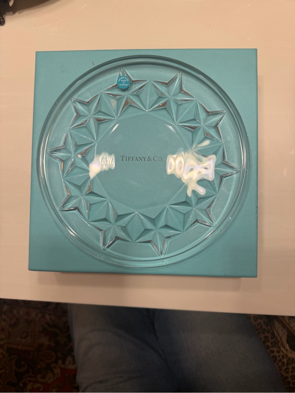 Tiffany & Co. Turquoise Star Motif Glass Plate